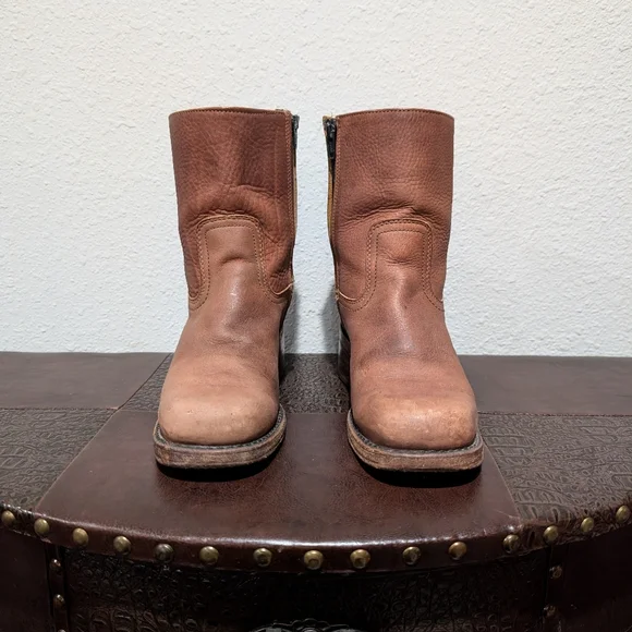 Frye Vintage Short Chestnut Brown Leather Campus Boot size 8 - Picture 4 of 12